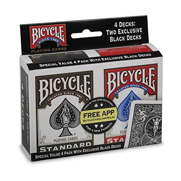 Bicycle Standard Index 4 Pack Playing Cards Black and Red