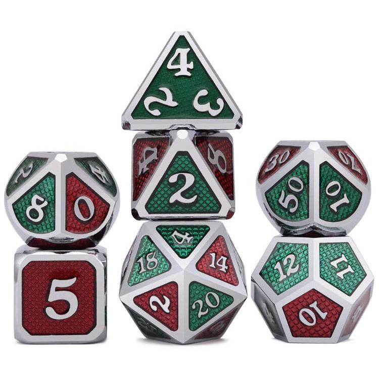 Metal Red/Green Scales - Dice Set