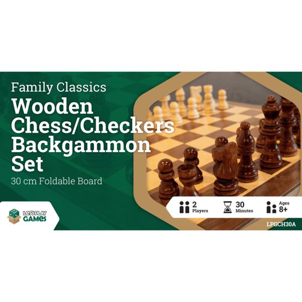 Chess, Checkers, and Backgammon Set - 30cm