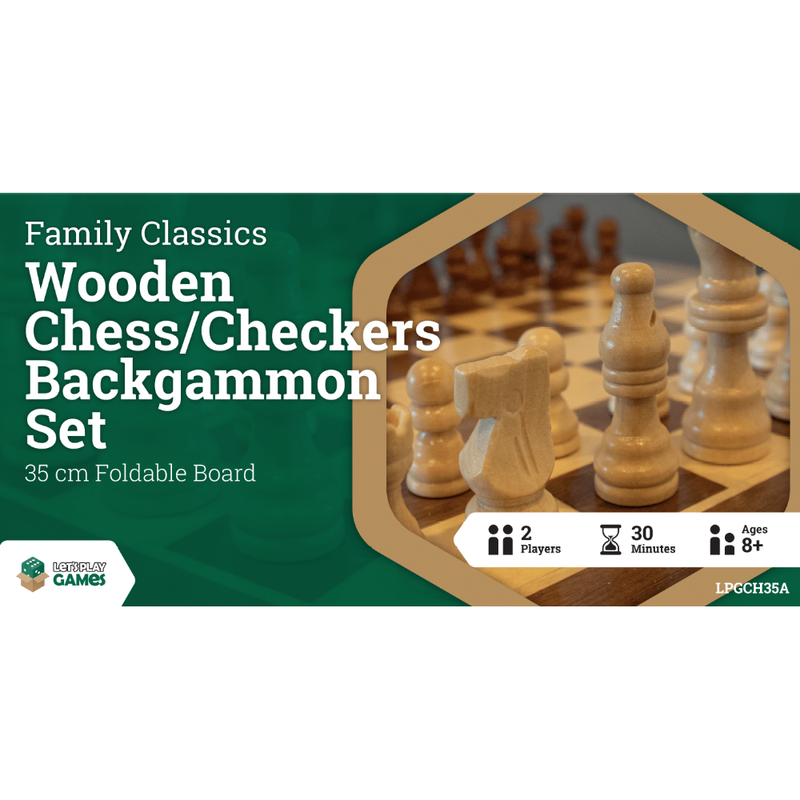 Chess, Checkers, and Backgammon Set - 35cm
