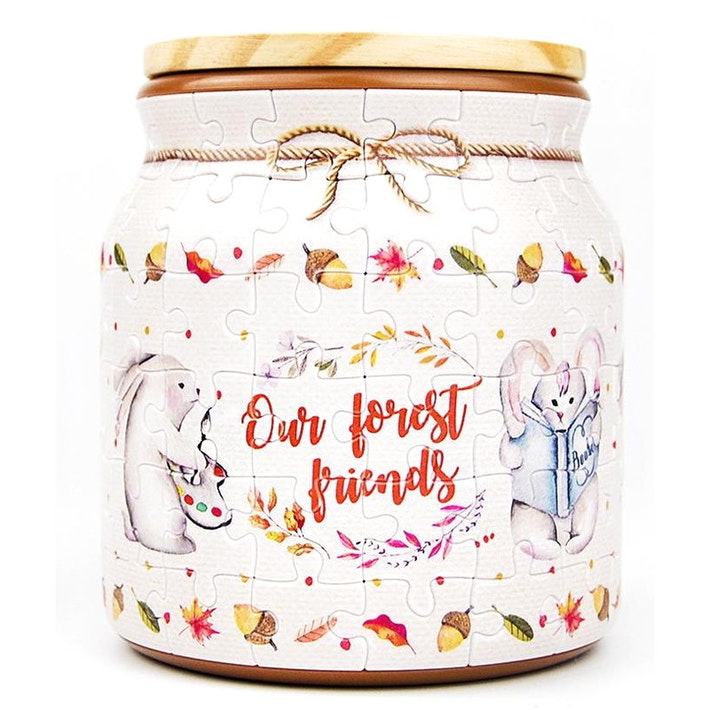 Puzzle Jar, Rabbit and Squirrel - 96 Pieces